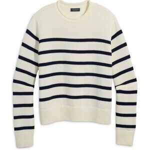 168$ Vineyard Vines Allover Striped Chunky Knit Crew Neck Sweater Size XL Ivory